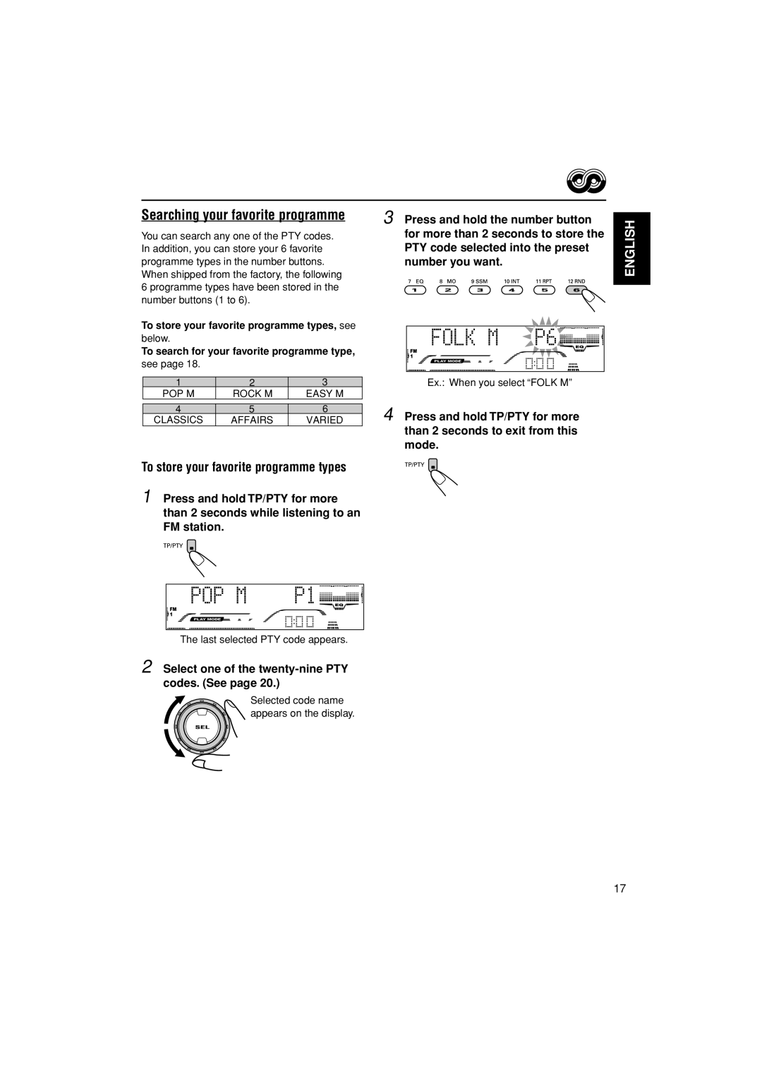 JVC GET0199-005A, GET0200-002A, GET0199-001A manual Searching your favorite programme, To store your favorite programme types 