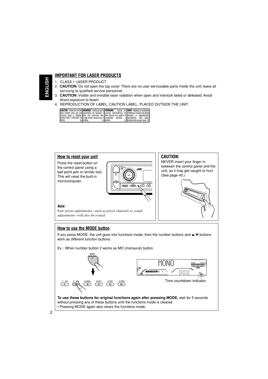 JVC GET0200-002A, GET0199-005A, GET0199-001A, GET0200-001A manual English 