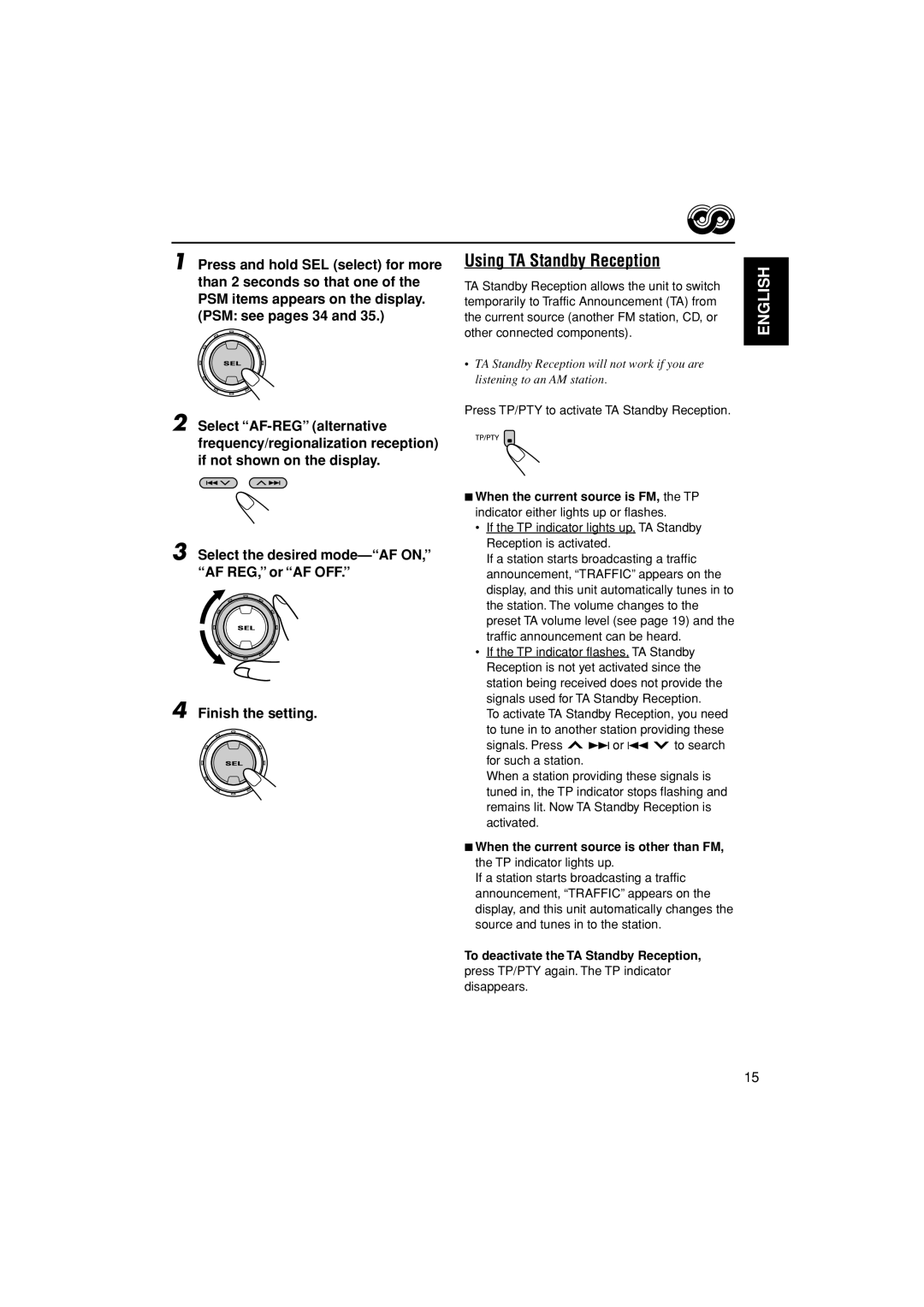 JVC GET0199-005A, GET0200-002A, GET0199-001A, GET0200-001A manual Using TA Standby Reception 