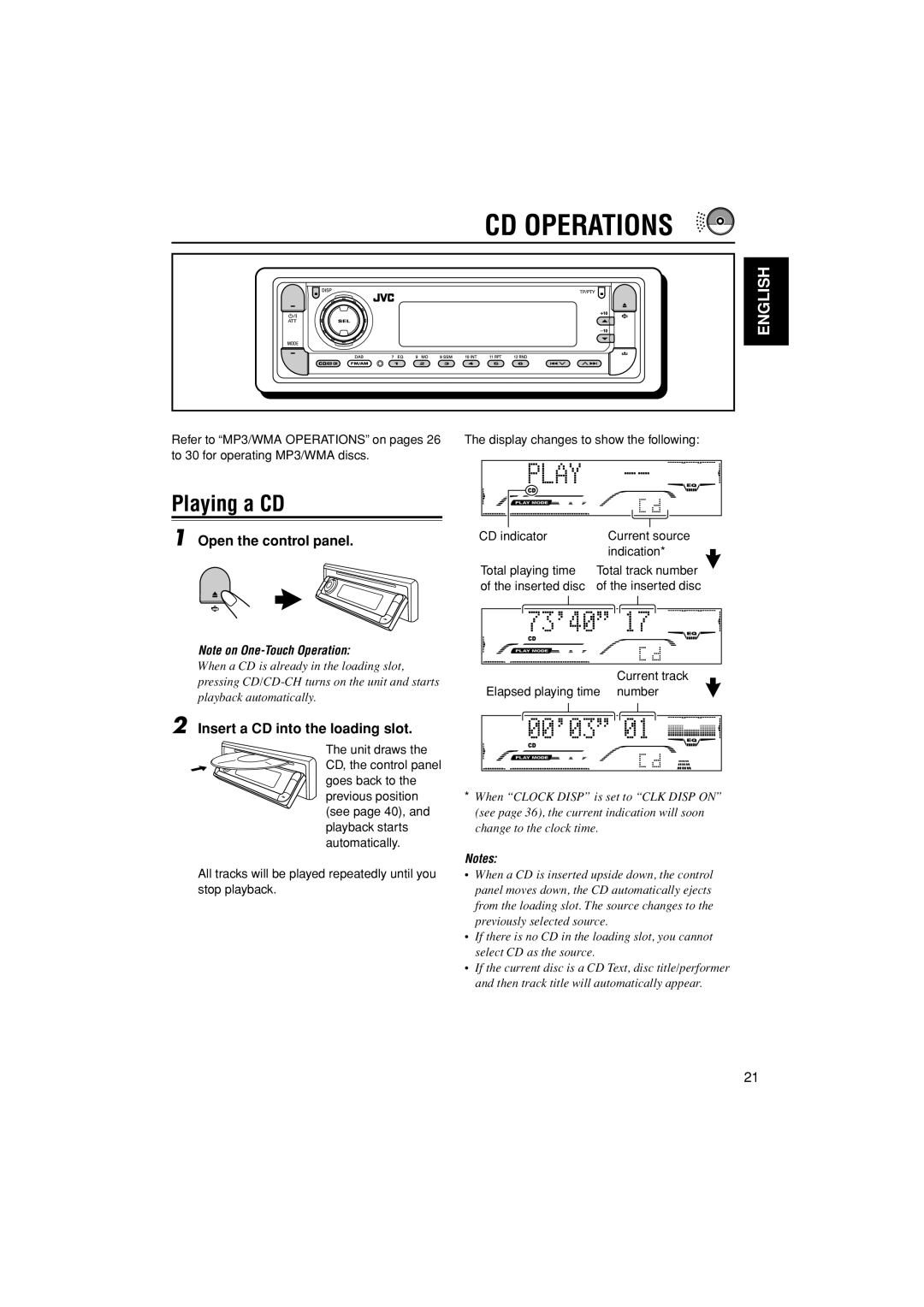 JVC GET0200-001A, GET0200-002A, GET0199-005A, GET0199-001A manual CD Operations 