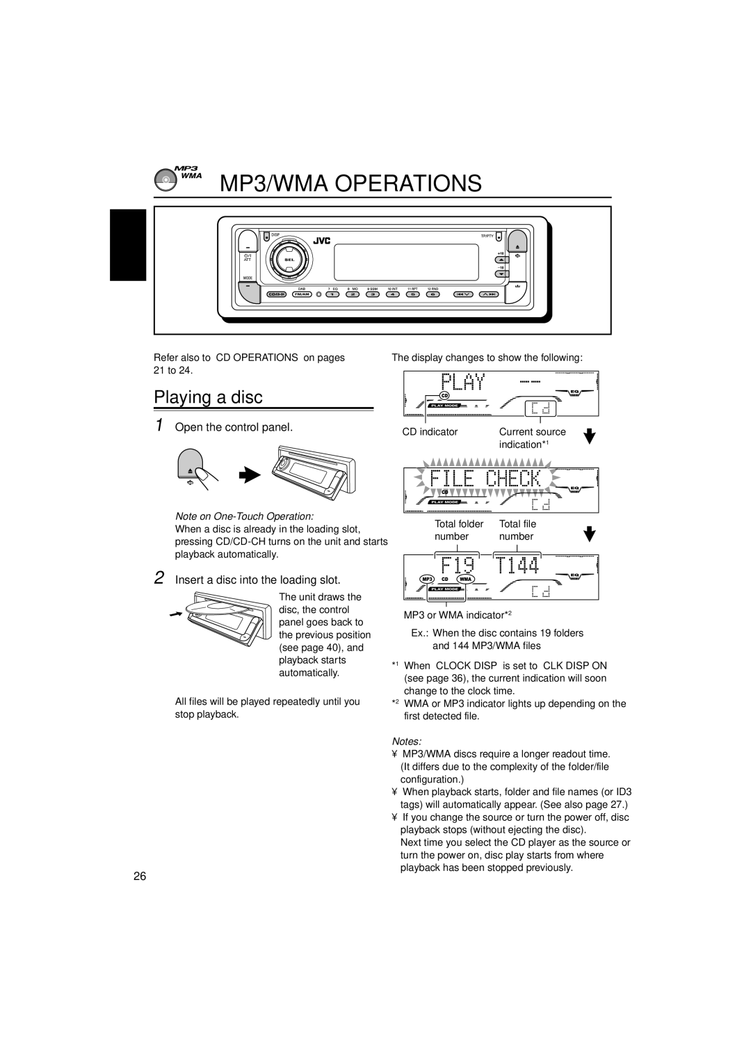 JVC GET0200-002A, GET0199-005A, GET0199-001A, GET0200-001A manual MP3/WMA Operations 