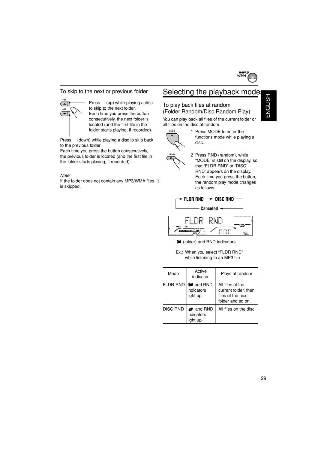 JVC GET0200-001A, GET0200-002A, GET0199-005A, GET0199-001A manual Selecting the playback modes 