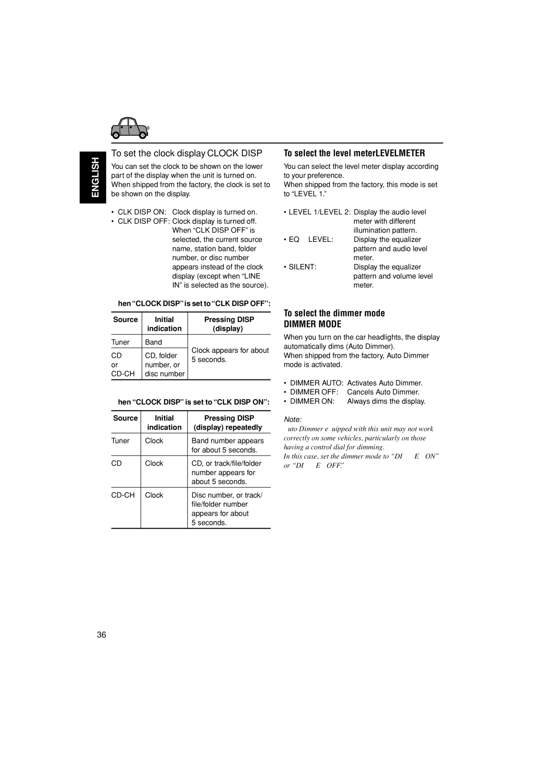 JVC GET0199-001A, GET0200-002A, GET0199-005A, GET0200-001A manual Dimmer Mode 