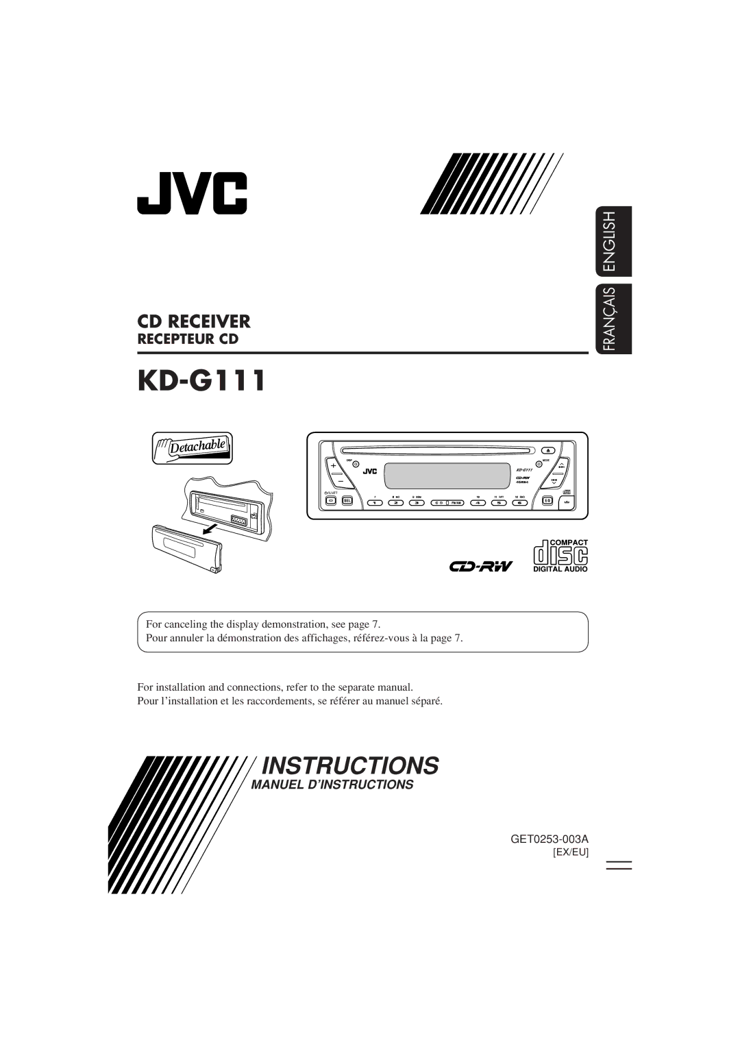 JVC GET0253-003A manual KD-G111 