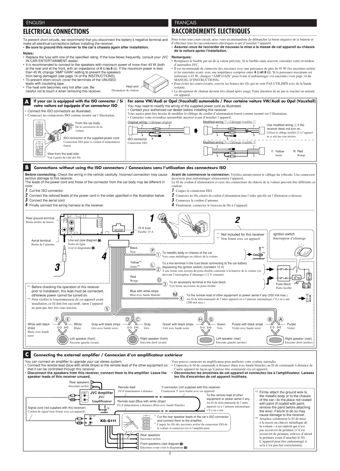 JVC GET0253-003A manual Electrical Connections 