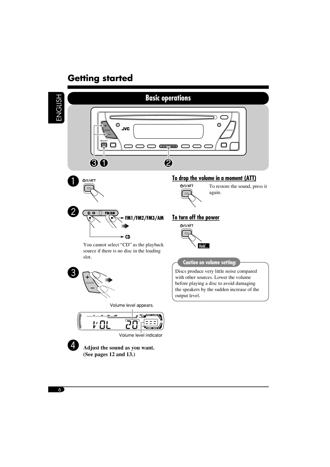 JVC GET0253-003A manual Getting started 