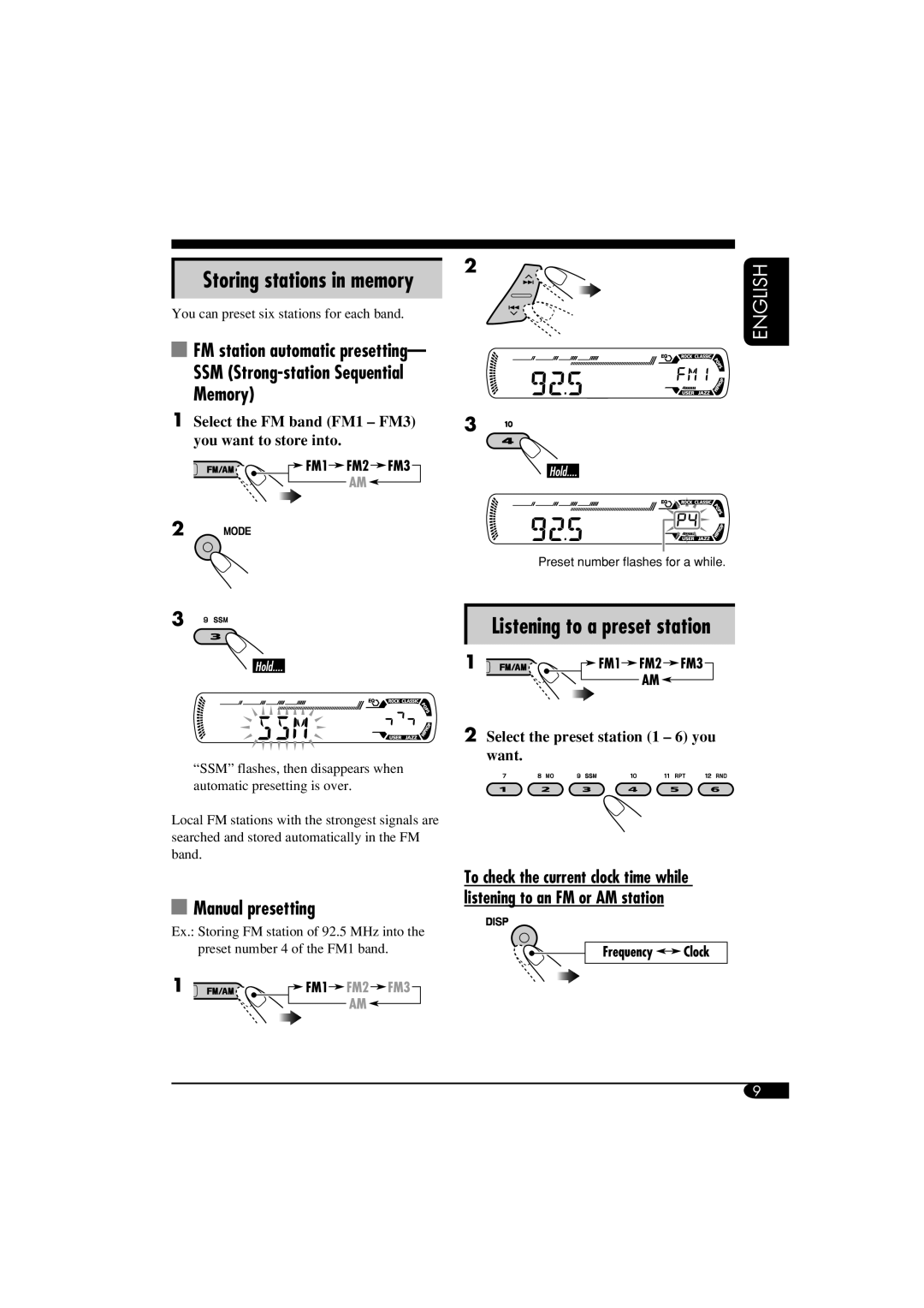 JVC GET0253-003A manual Listening to a preset station 