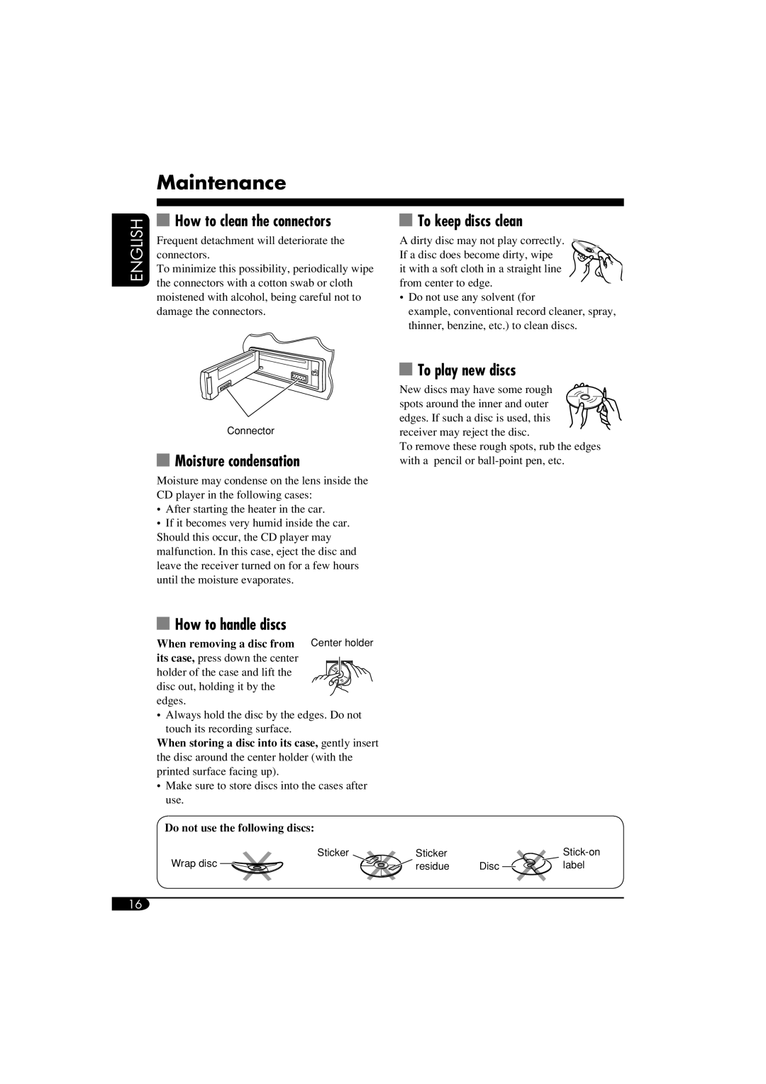 JVC GET0253-003A manual Maintenance 