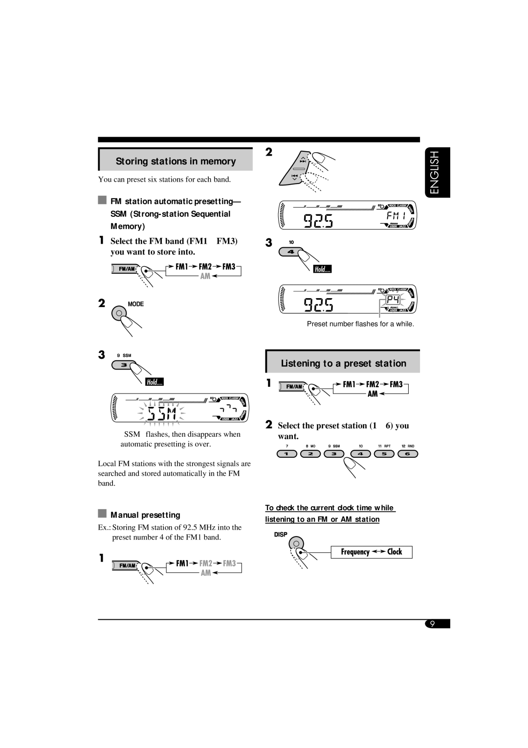 JVC GET0253-003A manual Storing stations in memory 