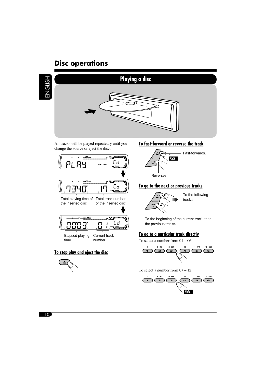 JVC GET0253-003A manual Total playing time Total track number 