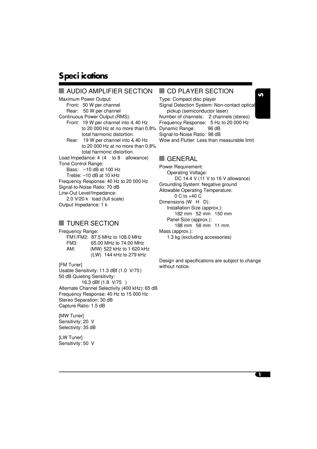 JVC GET0253-003A manual LW 144 kHz to 279 kHz 