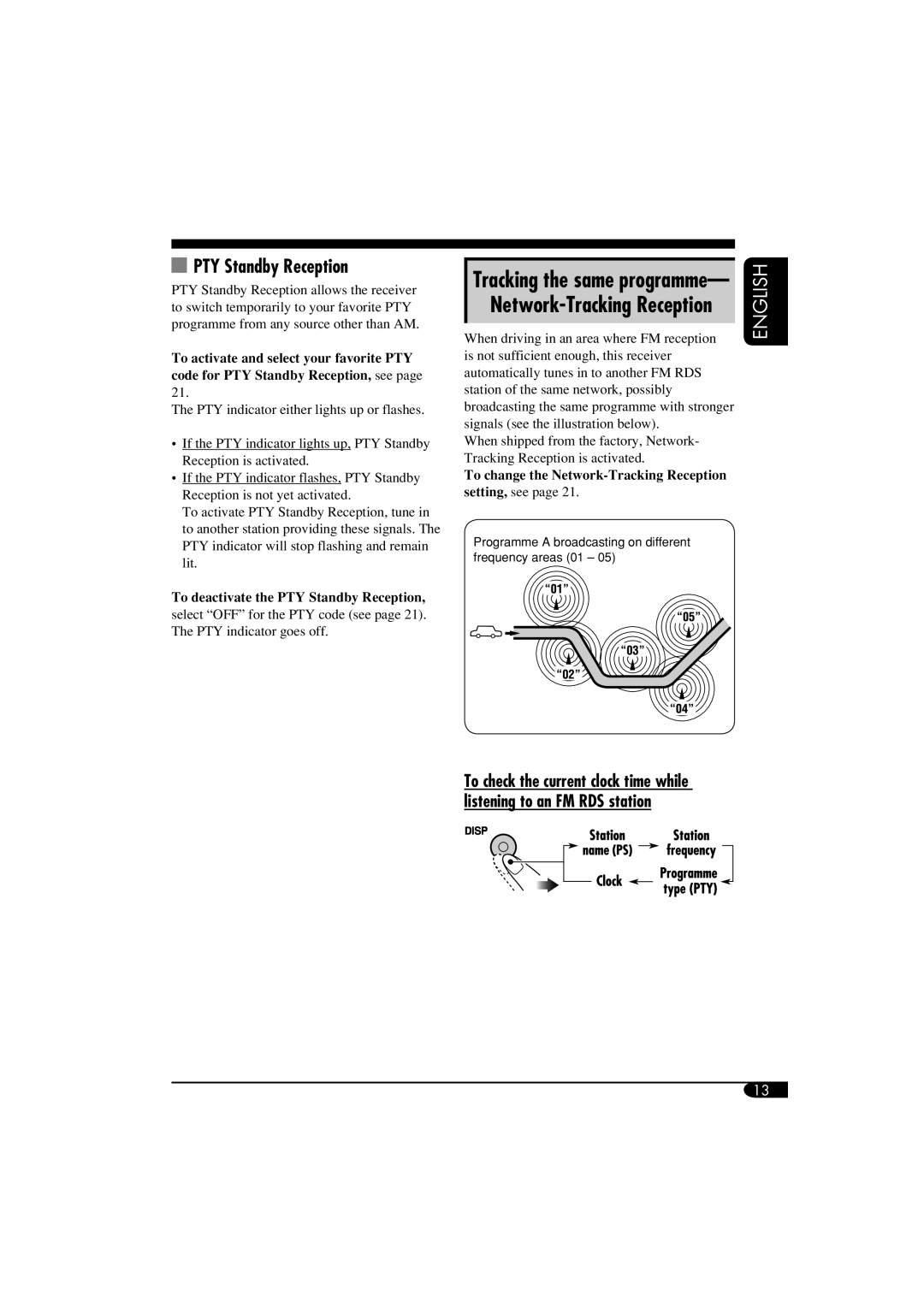 JVC GET0260-003B manual PTY Standby Reception, Tracking the same programme, Network-Tracking Reception 