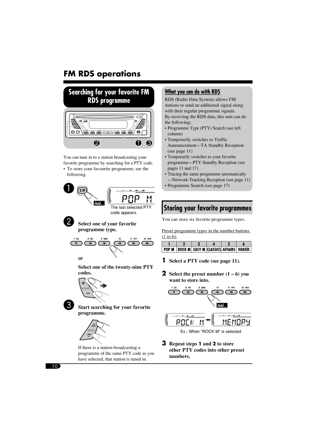 JVC GET0260-015A manual FM RDS operations, RDS programme, What you can do with RDS, Storing your favorite programmes 