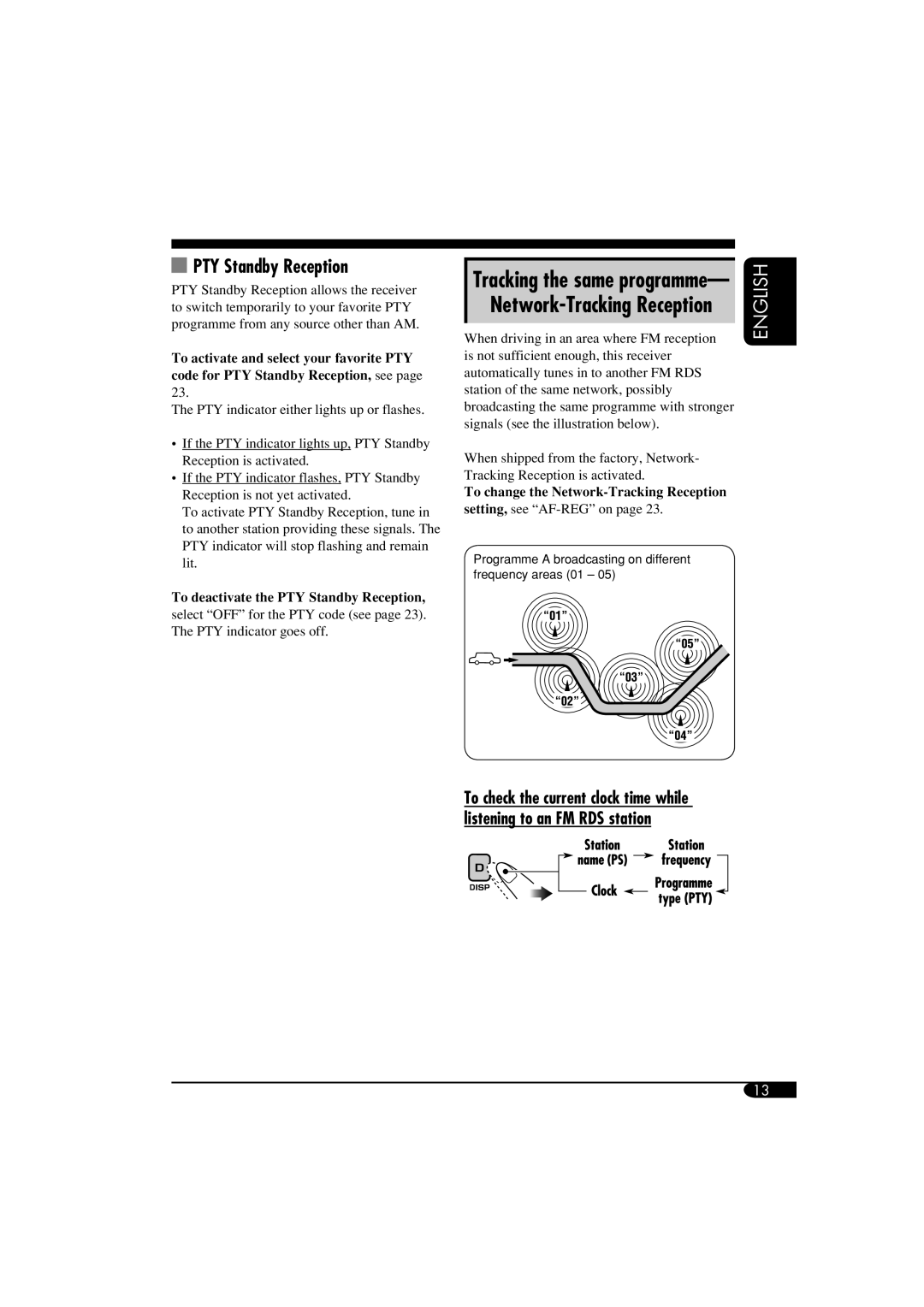 JVC GET0266-003A manual PTY Standby Reception, Tracking the same programme, Network-Tracking Reception 