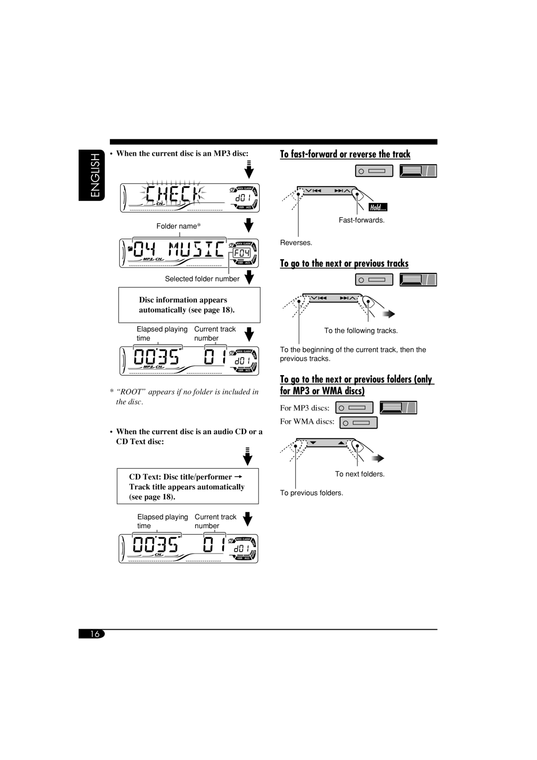 JVC GET0266-003A manual To fast-forward or reverse the track, To go to the next or previous tracks 