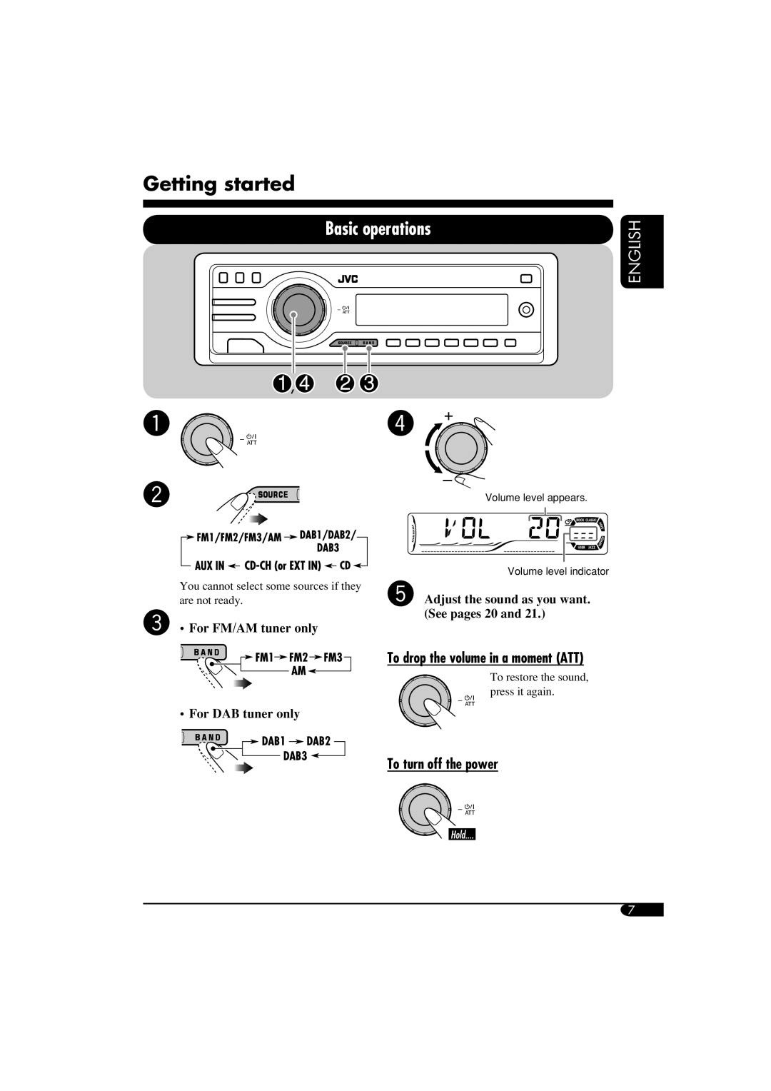 JVC GET0266-003A manual Volume level appears 