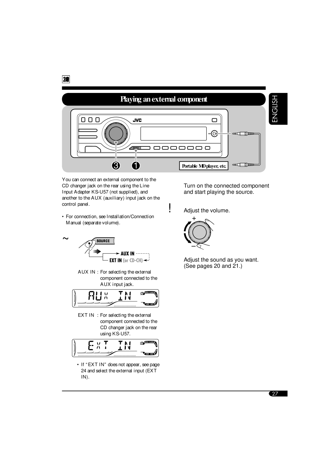 JVC GET0266-003A manual External component operations 