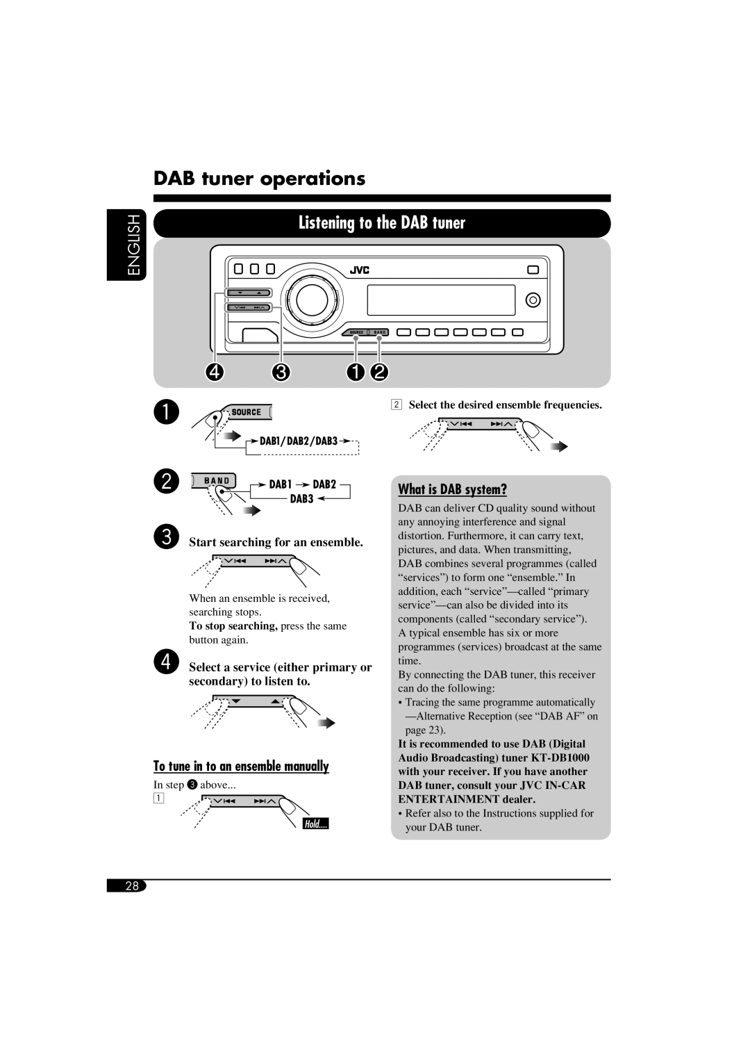 JVC GET0266-003A manual DAB tuner operations 