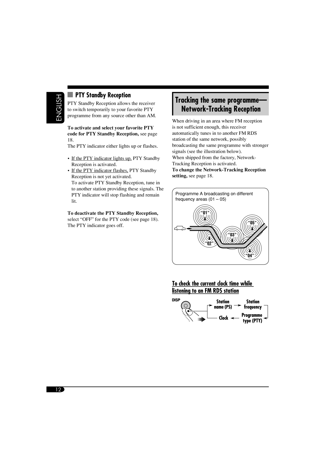 JVC GET0287-003A manual Tracking the same programme Network-Tracking Reception, PTY Standby Reception 