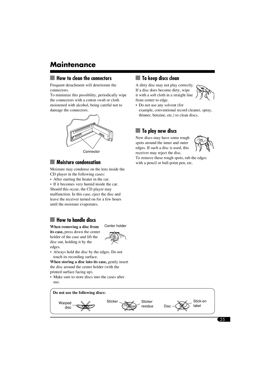 JVC KD-G614, GET0305-001A, KD-G514 manual Maintenance 