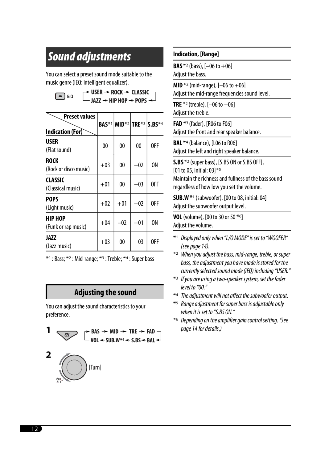 JVC GET0425-001A manual Sound adjustments 