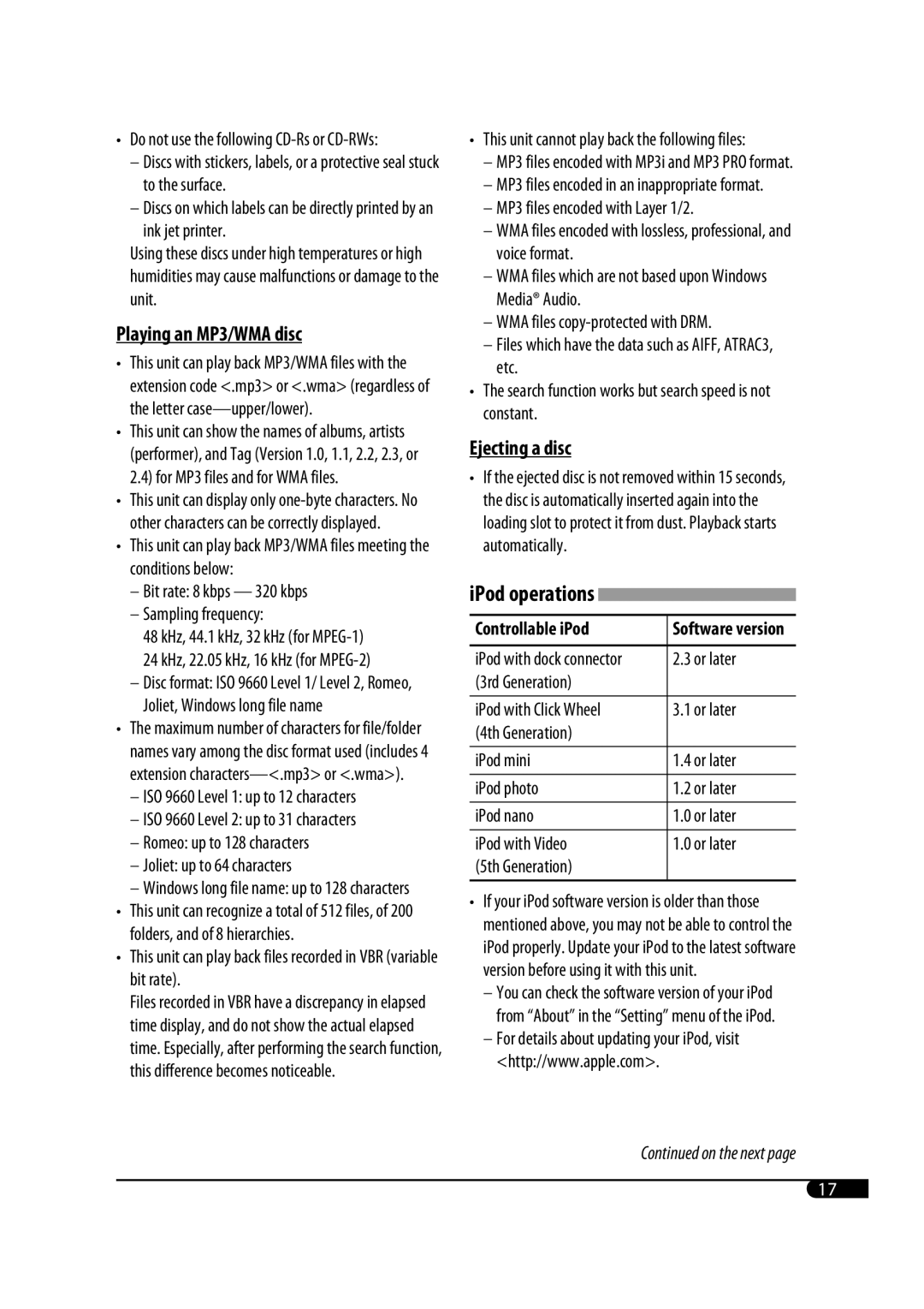 JVC GET0425-001A manual IPod operations, Playing an MP3/WMA disc 