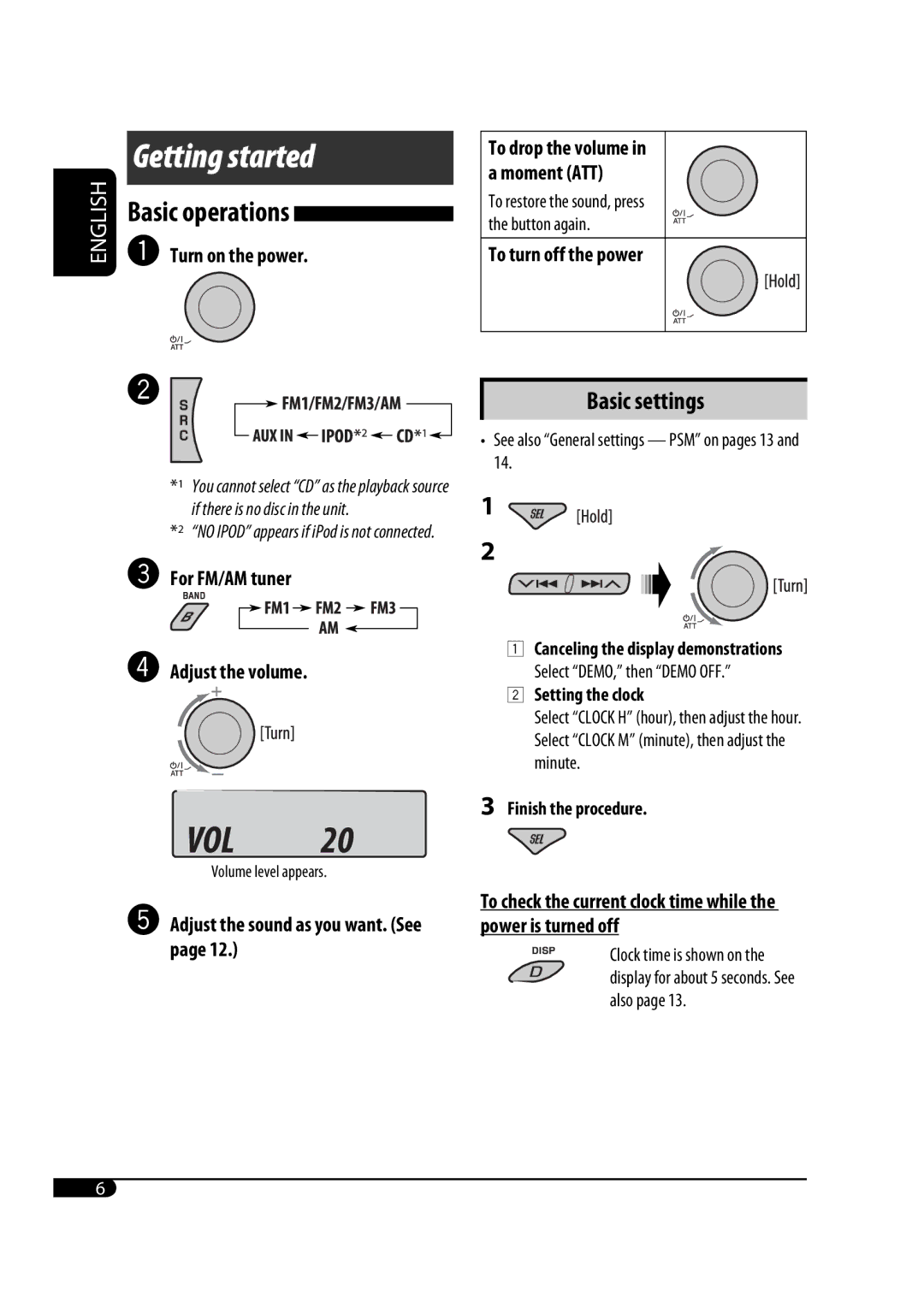 JVC GET0425-001A manual Basic operations, ~ Turn on the power 