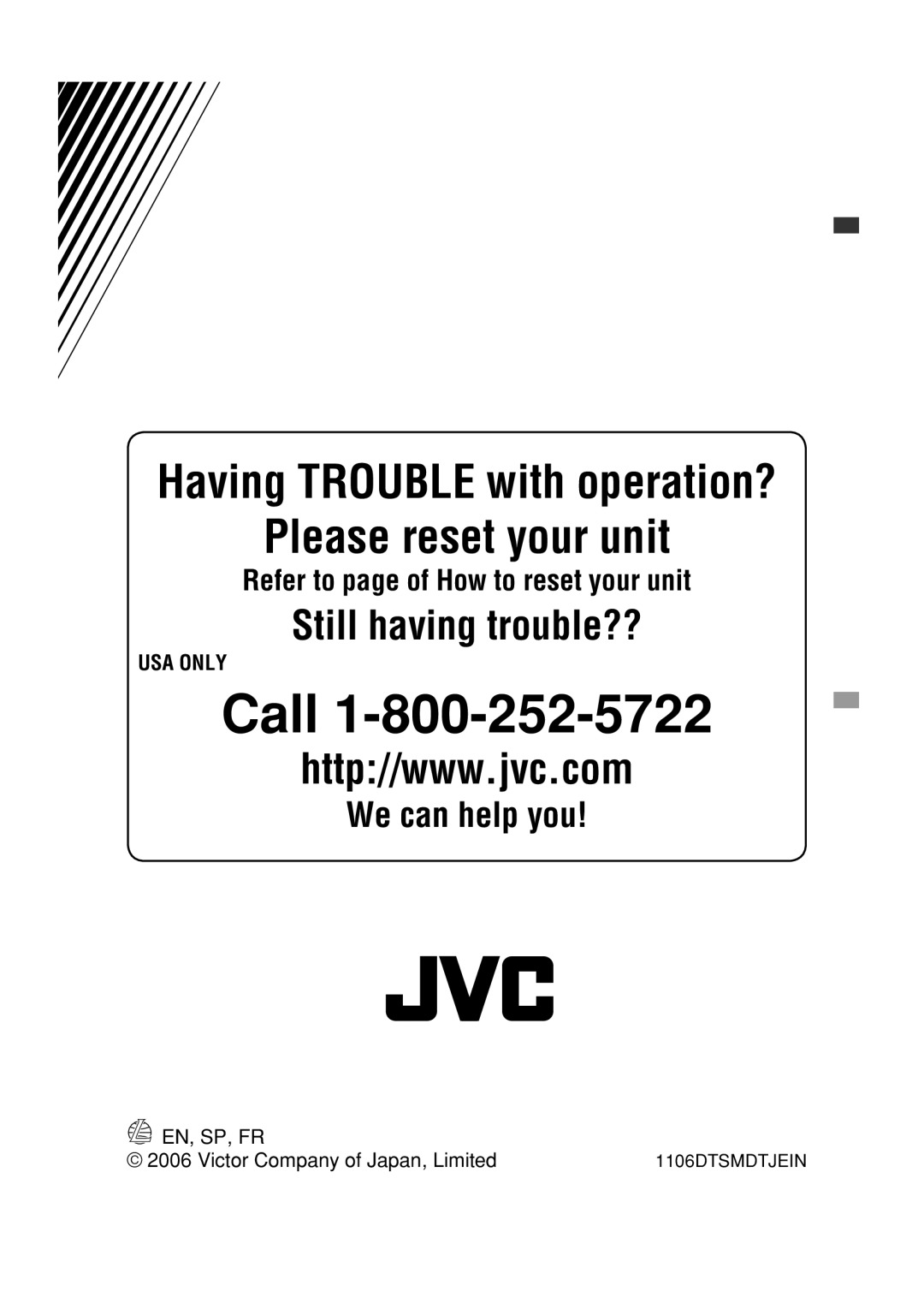 JVC GET0425-001A manual Call 