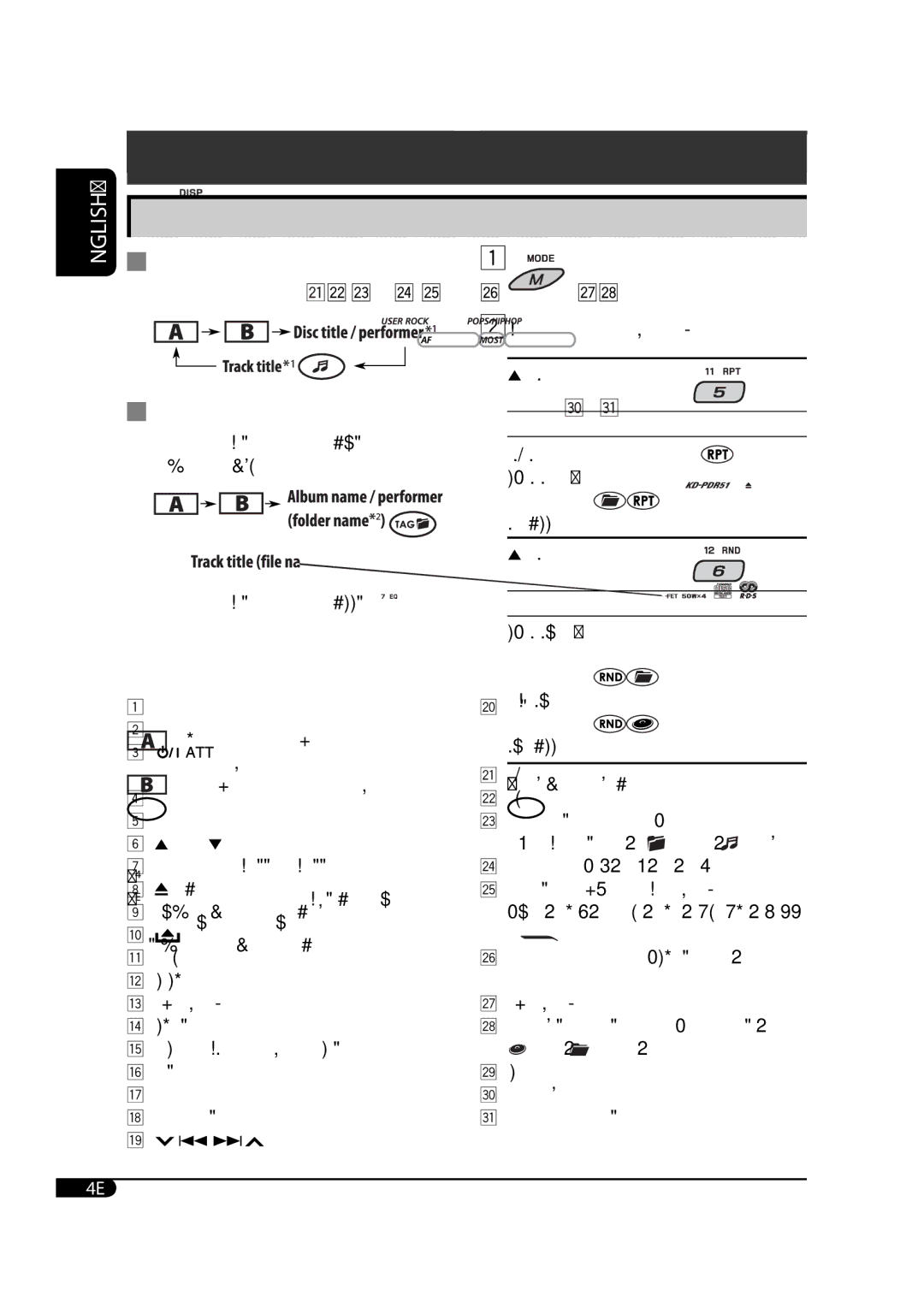 JVC GET0425-001A manual Selecting the playback modes, While playing an audio CD or a CD Text 