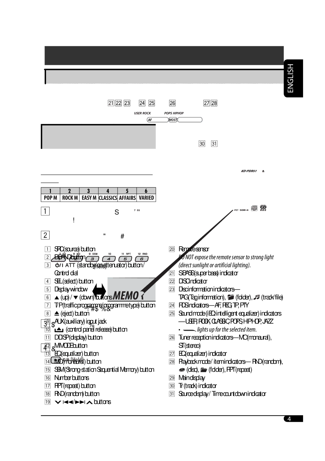 JVC GET0425-001A manual To activate and select your favorite PTY code for 