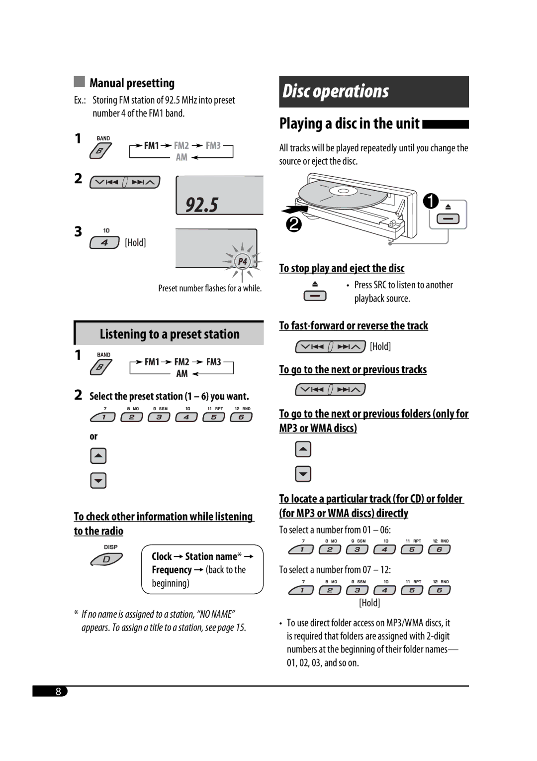 JVC GET0425-001A manual Disc operations 