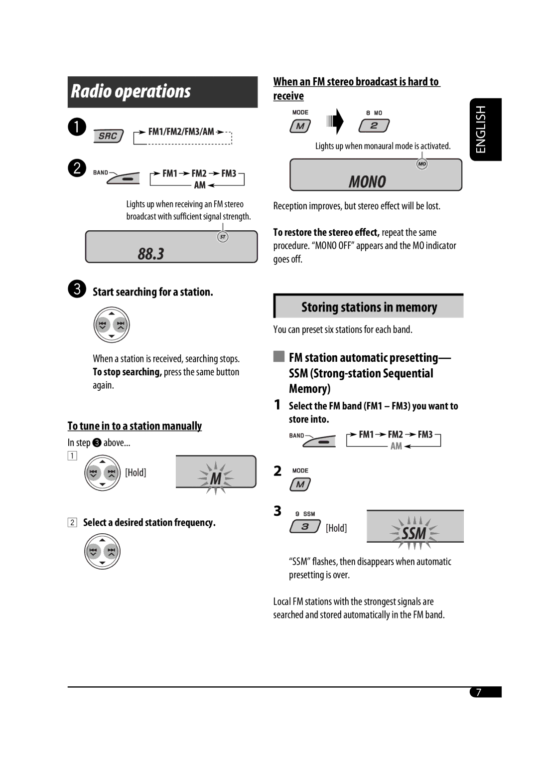 JVC GET0467-001A manual Radio operations 