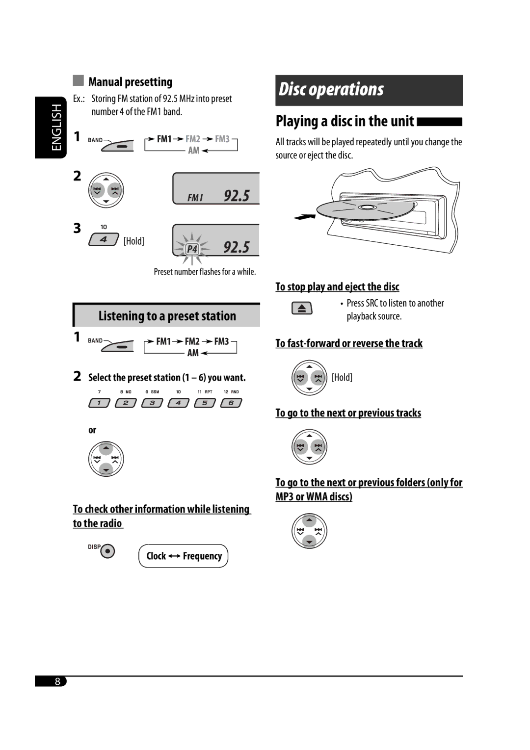 JVC GET0467-001A manual Number 4 of the FM1 band 