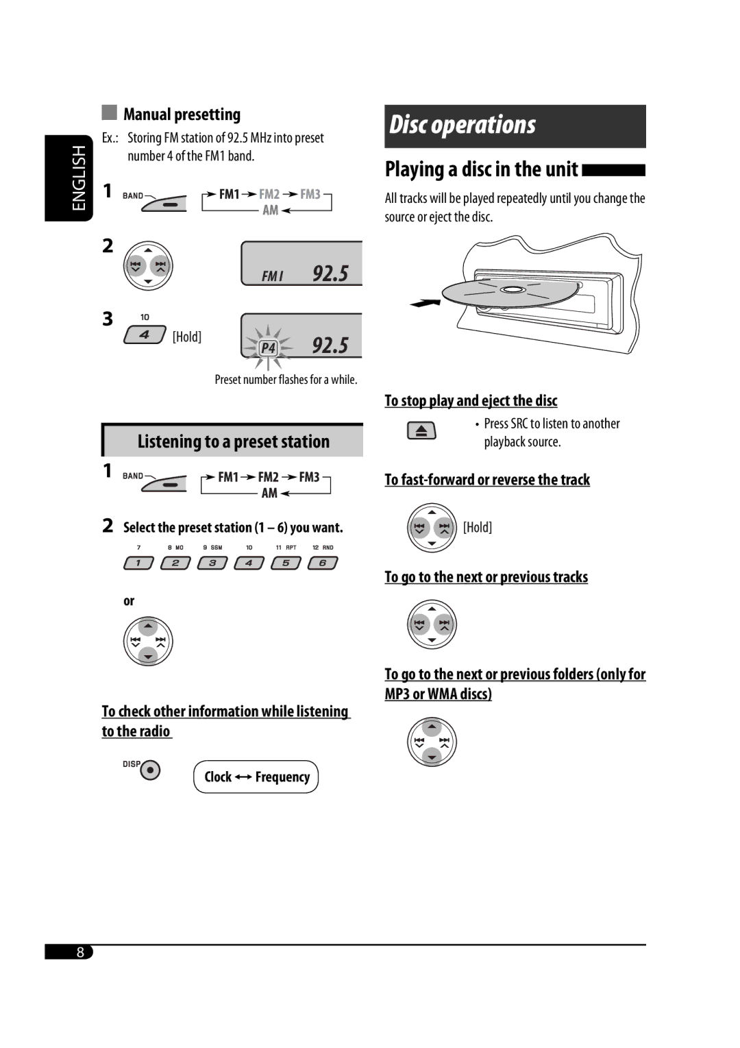 JVC GET0467-001A manual Disc operations 