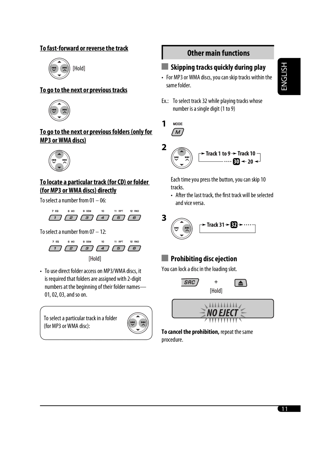 JVC GET0467-001A manual To select a number from 01, Same folder 