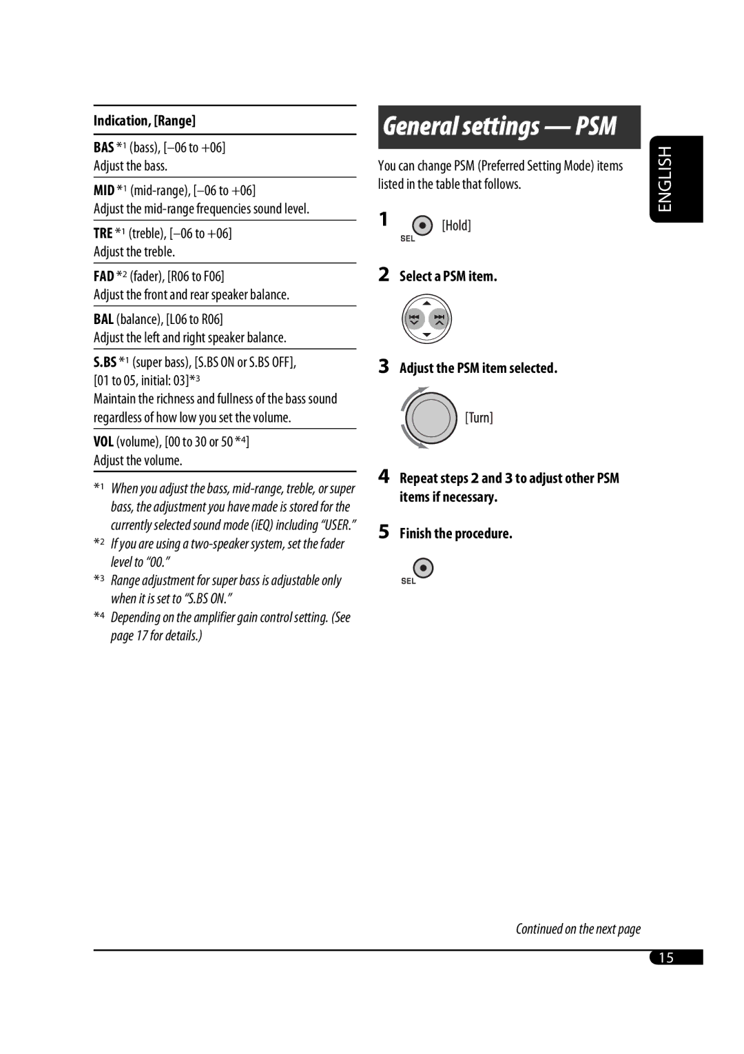 JVC GET0467-001A manual BAL balance, L06 to R06, VOL volume, 00 to 30 or 50 *4 Adjust the volume 