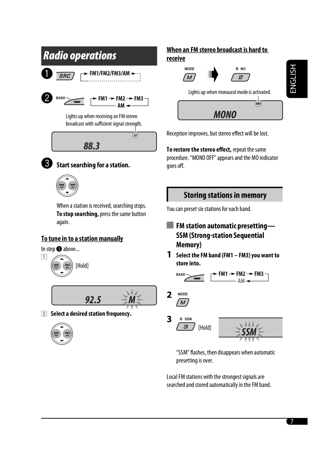 JVC GET0467-001A manual Radio operations 