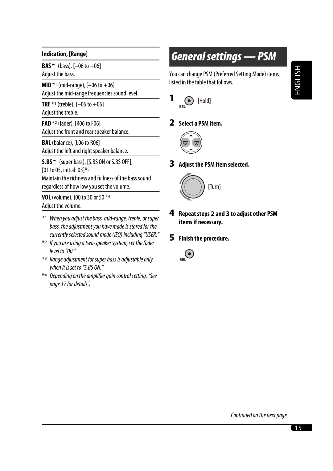 JVC GET0467-001A manual General settings PSM 