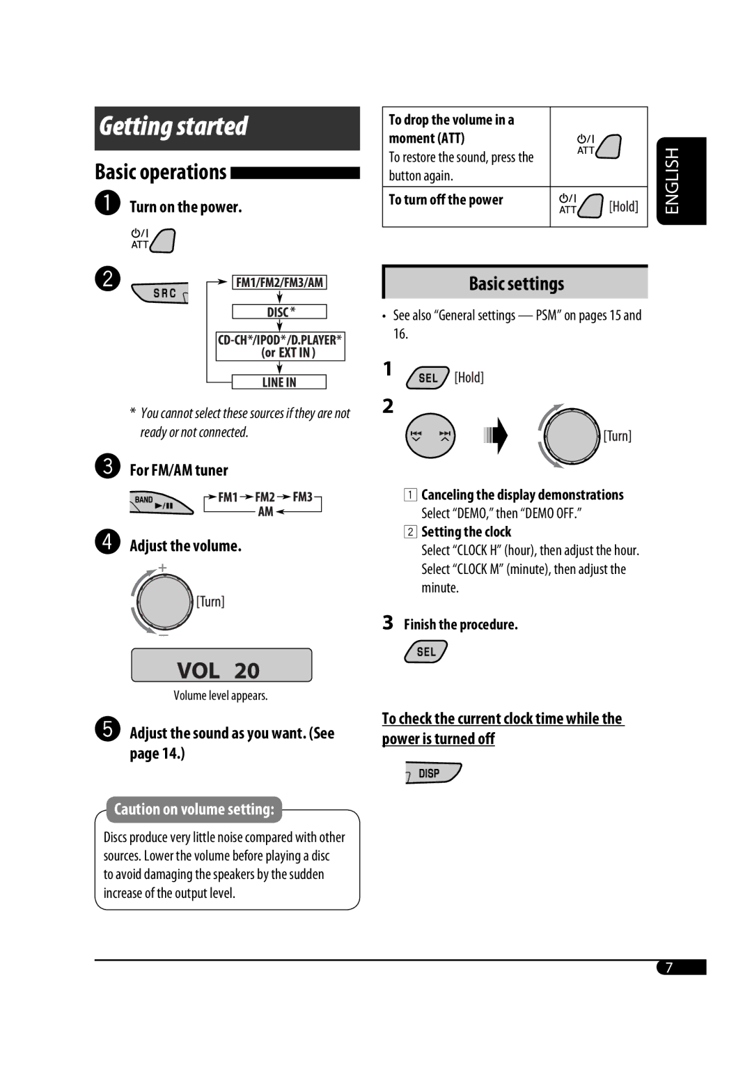 JVC GET0471-001A manual Getting started, Basic operations 