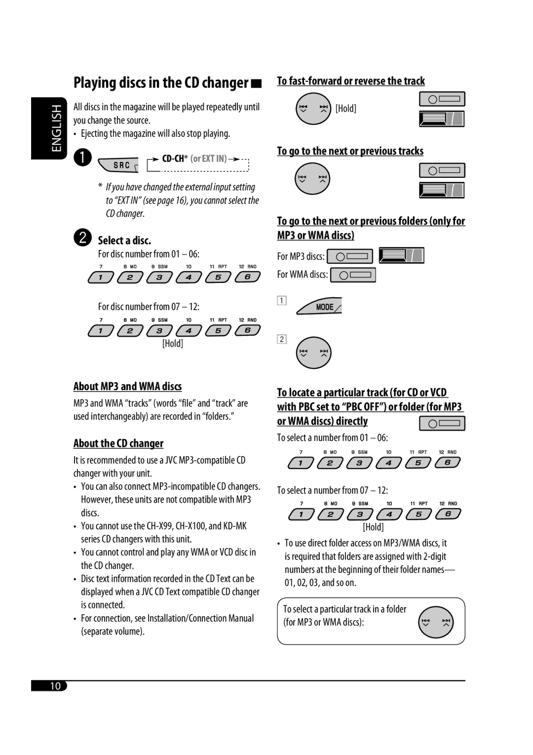 JVC GET0471-001A manual Playing discs in the CD changer 