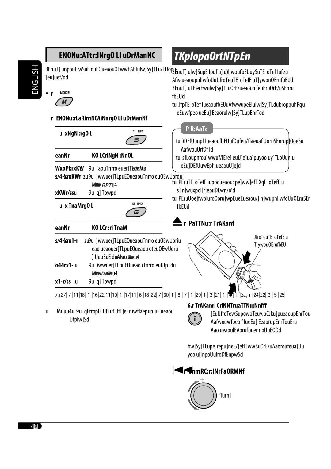 JVC GET0483-001A manual IPod operations, Selecting the playback modes, ~ Connect an iPod, Adjust the volume 