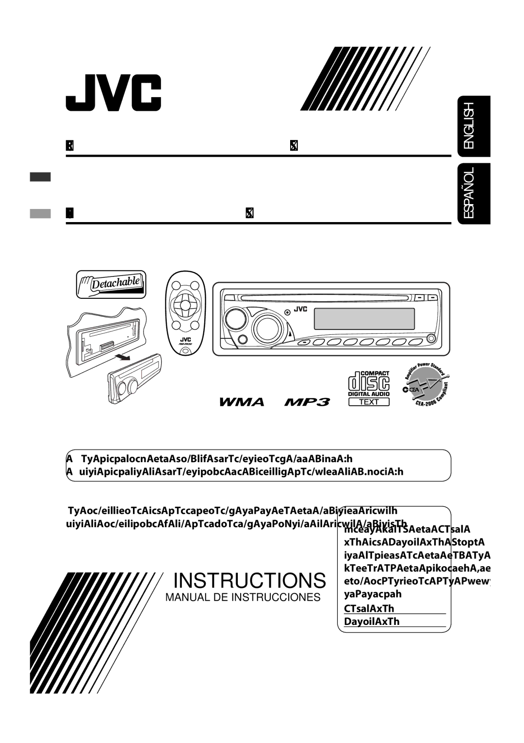 JVC GET0483-001A manual CD Receiver Receptor CON CD, Model No Serial No GET0563-001A 