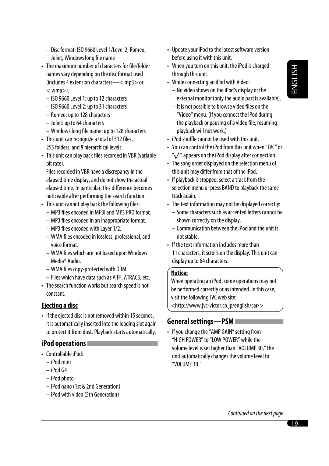 JVC GET0483-001A manual WMA files which are not based upon Windows Media Audio 