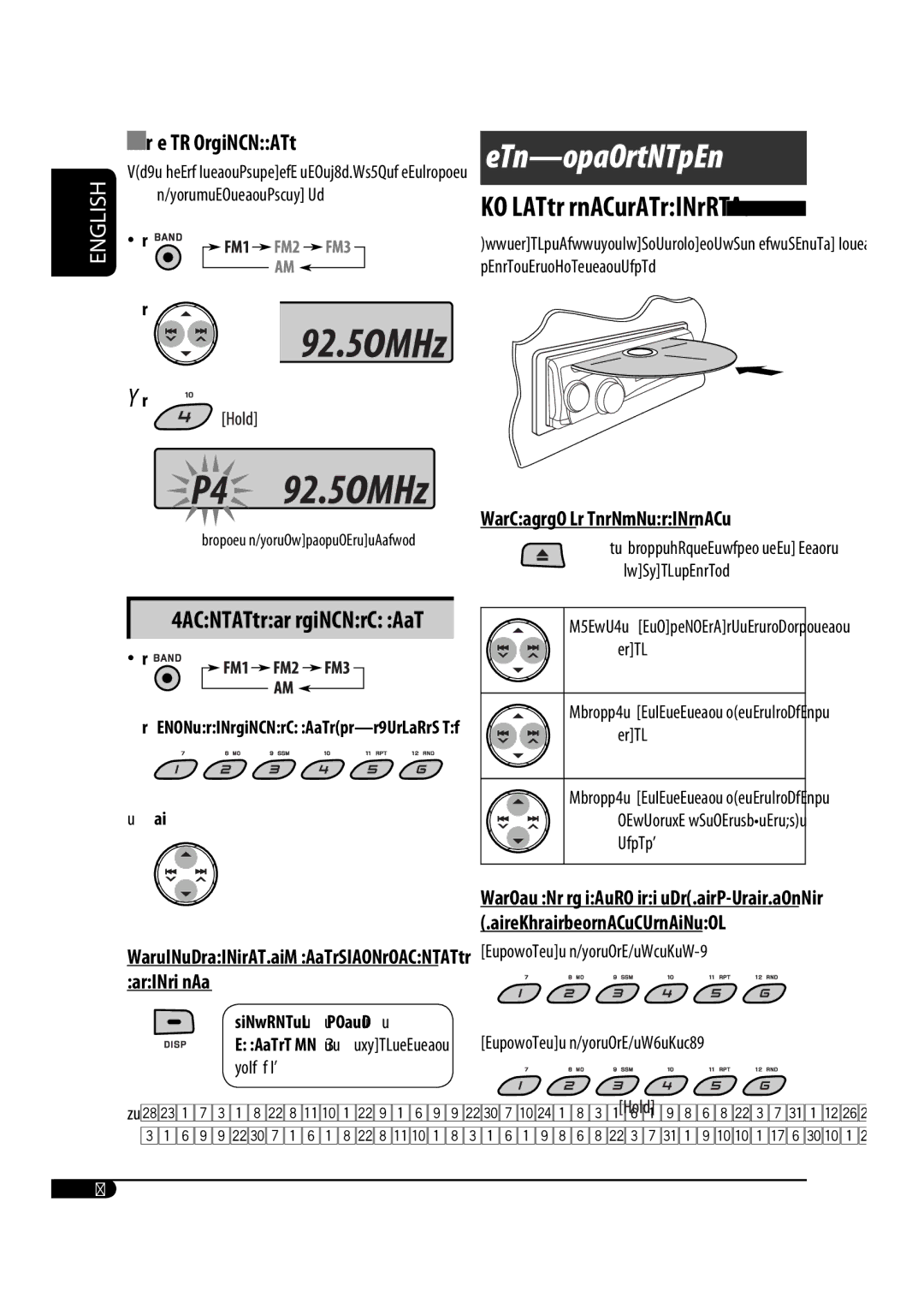 JVC GET0483-001A manual Disc operations, Manual presetting, Listening to a preset station, To stop play and eject the disc 