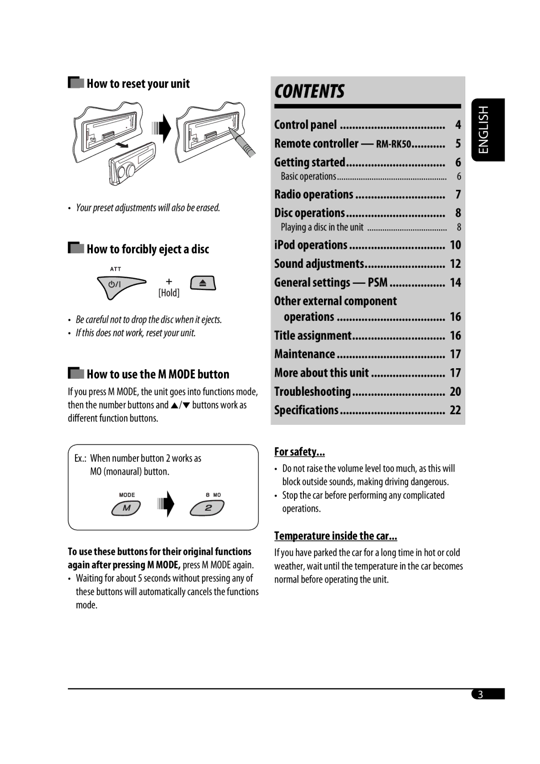 JVC GET0483-001A manual How to use the M Mode button, Maintenance 