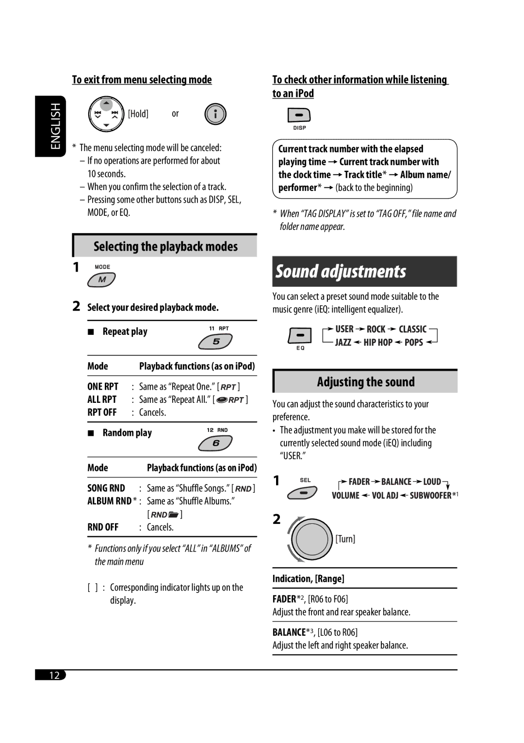 JVC GET0483-001A manual Sound adjustments 