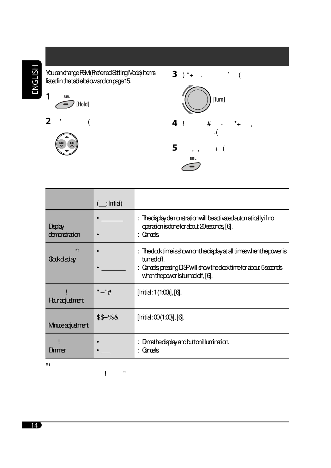 JVC GET0483-001A manual General settings PSM 