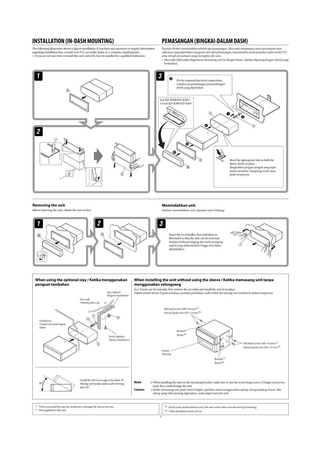 JVC GET0568-003A, GET0564-009A, GET0564-006A, GET0568-013A, GET0564-010A, GET0568-010A, KD-R33 Installation IN-DASH Mounting 