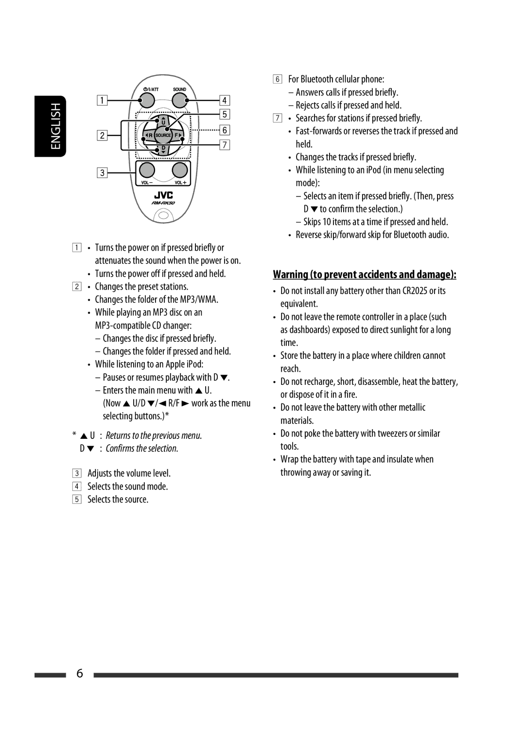 JVC GET0570-001A manual Returns to the previous menu ∞ Confirms the selection 