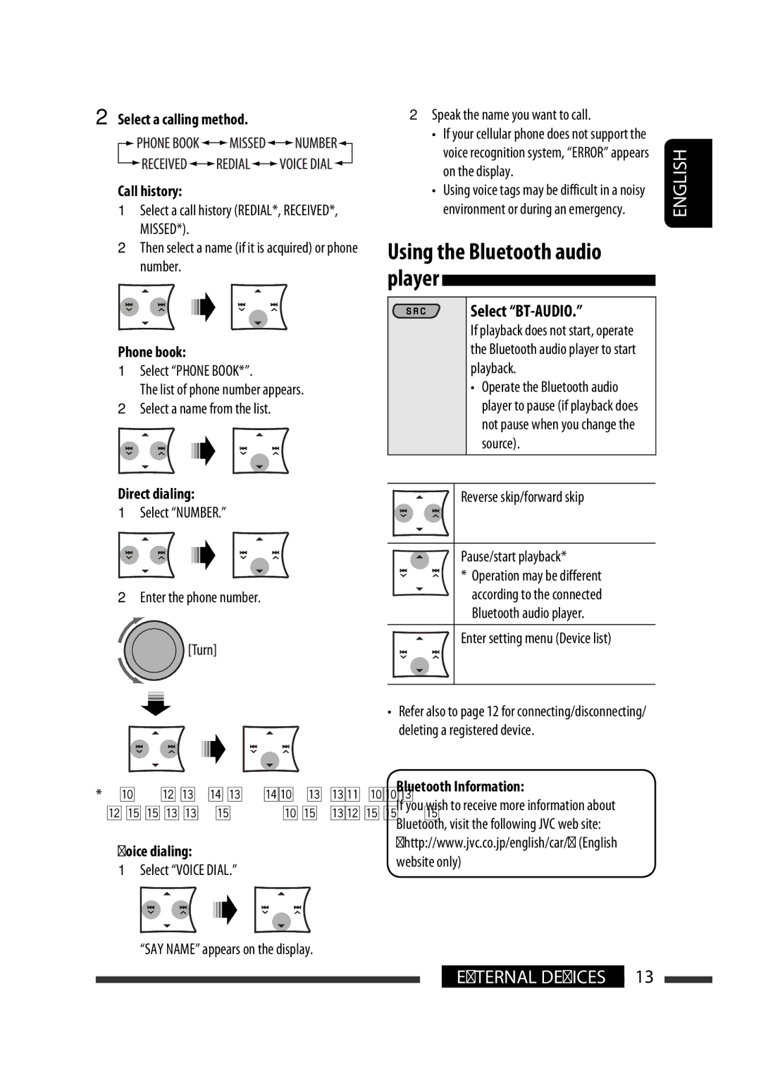 JVC GET0570-001A manual Select BT-AUDIO 